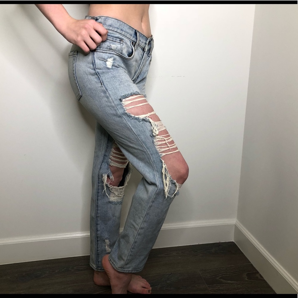 Distressed Light Wash Boyfriend Jeans